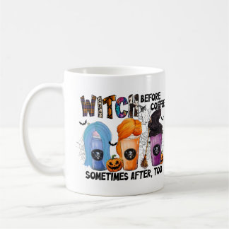 Taza De Café La bruja antes del café cutían sarcástica Hallowee