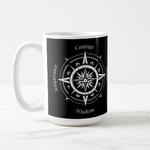 Taza De Café La brújula de las 4 virtudes estoicas