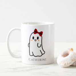 Taza De Café La burla roja de Halloween Fantasma Girly