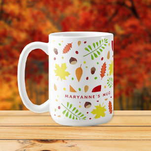 Taza De Café La caída colorida deja un nombre personalizado