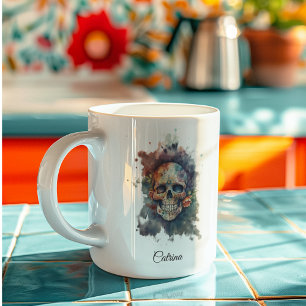 Taza De Café La Calavera Hermosa, personalizado