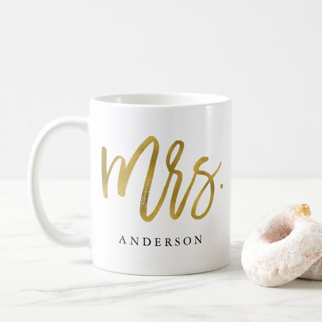 Taza De Café La caligrafía de oro personalizada (Con donut)