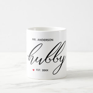 Taza De Café La caligrafía moderna "Hubby" es un año establec