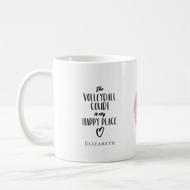 Taza De Café La cancha de voleibol es mi lugar feliz personaliz (Izquierda)