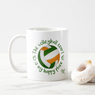 Taza De Café la cancha verde de voleibol naranja es mi lugar fe