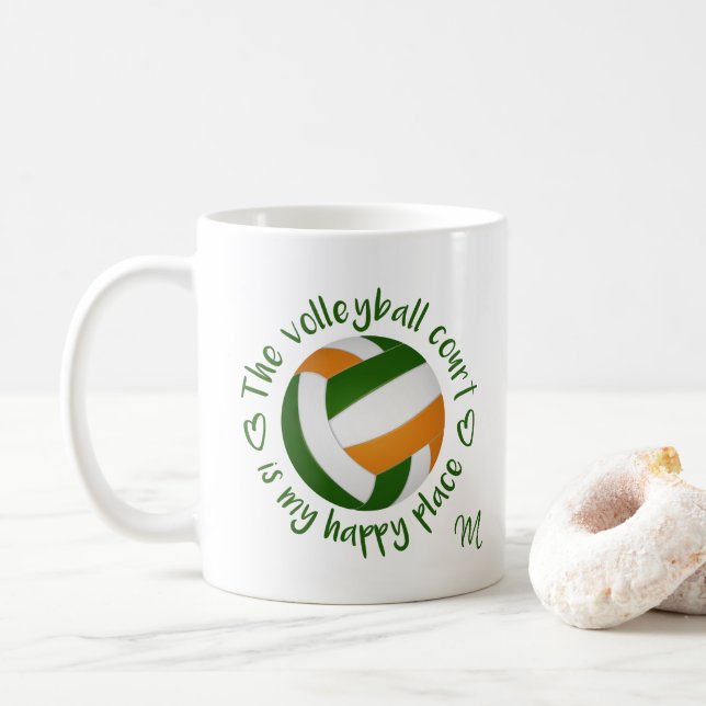 Taza De Café la cancha verde de voleibol naranja es mi lugar fe (Con donut)