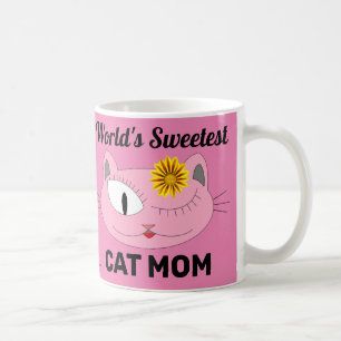 Taza De Café La cara de gato rosa del CAT MOM más dulce del mun