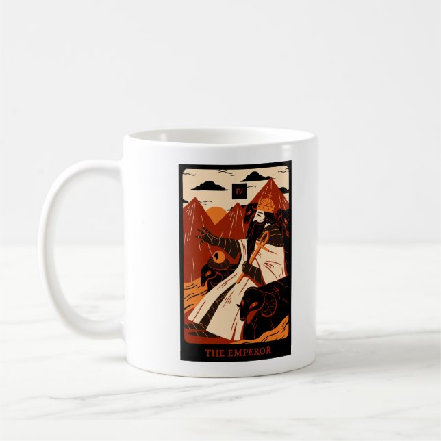 Taza De Café La carta del emperador La cuarta carta tarot retro (Izquierda)