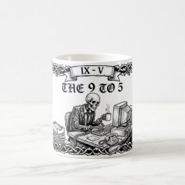 Taza De Café La Carta del Tarot 9 a 5 | Esqueleto Corporativo D