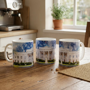 Taza De Café La Casa Blanca en Washington DC Acuarela