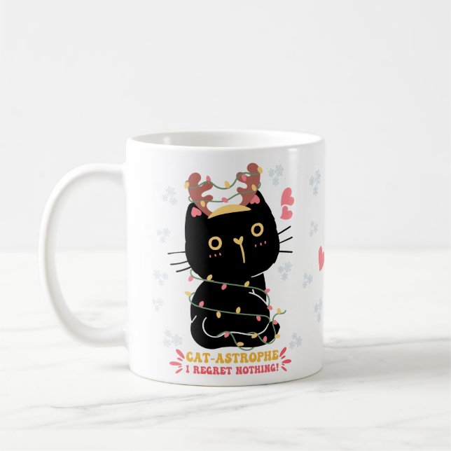 Taza De Café La catástrofe del gato y lamento que nada diga gat (Izquierda)