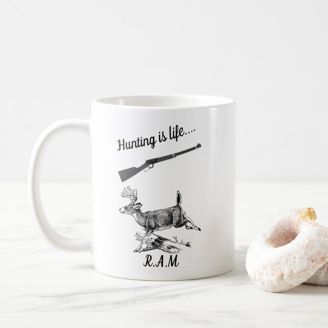 Taza De Café La caza personalizada es la vida (Con donut)
