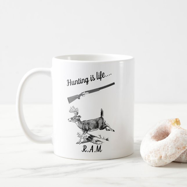 Taza De Café La Caza Personalizada Es Vida 2 (Con donut)