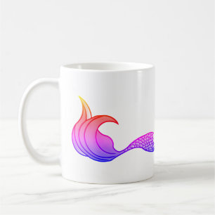 Taza De Café La cola de la sirena en el arcoiris festivo de col