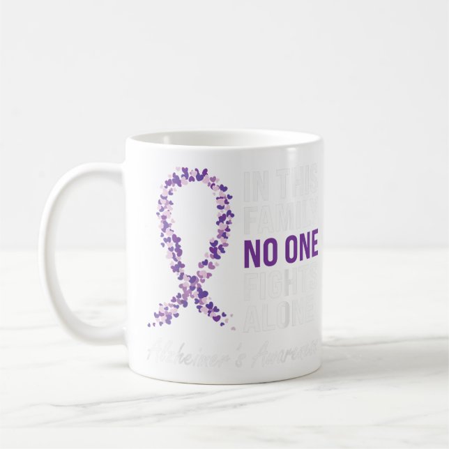 Taza De Café La conciencia de Alzheimer sobre la cinta morada d (Izquierda)