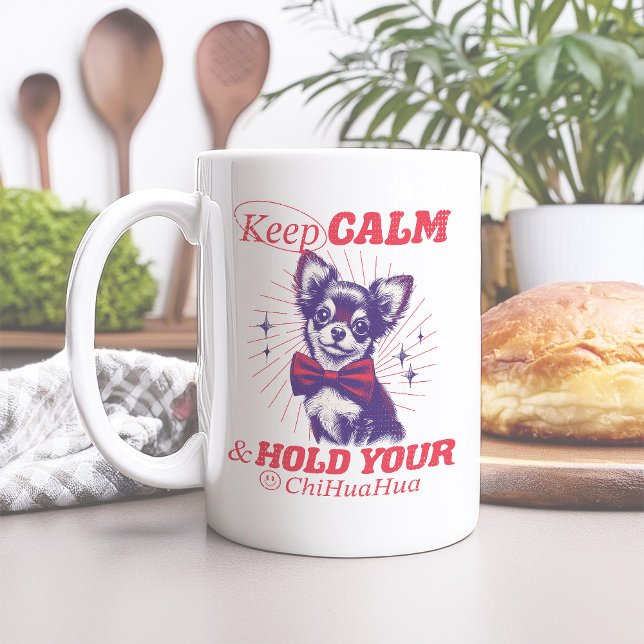 Taza De Café La cosecha mantiene la calma y mantiene tu cita de (This funny design uses retro fonts and vintage-style graphics in bright pink typography.)