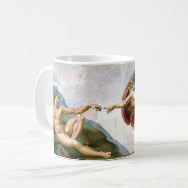 Taza De Café La creación de Adam, Miguel Ángel, 1508-1512 (Anverso izquierdo)