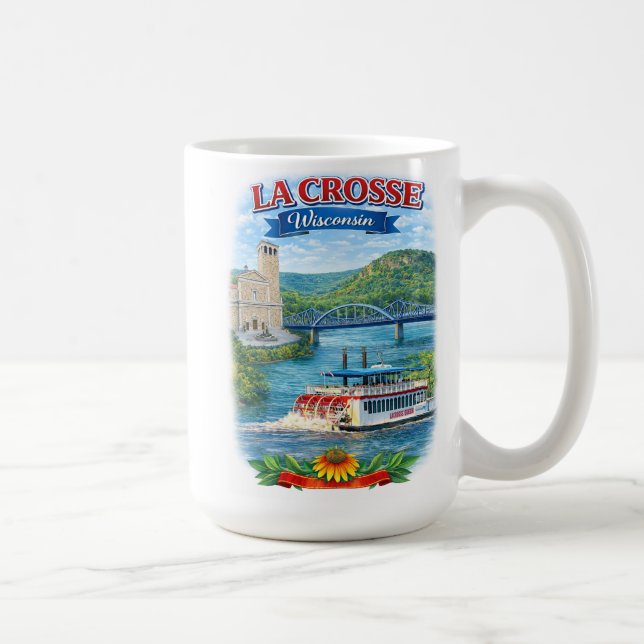Taza De Café La Crosse, WI Scenic Wisconsin Coffe Mug (Derecha)