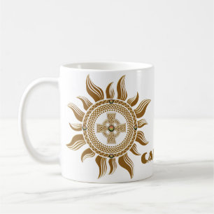 Taza De Café La cruz celta dorada.