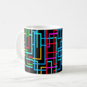 Taza De Café La cuadrícula retro neón