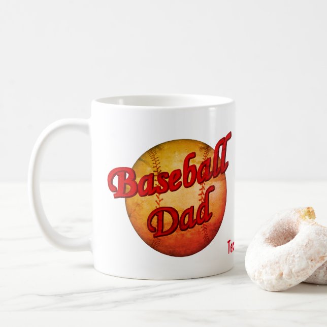 Taza De Café La Cuta De Papá De Béisbol Personalizada (Con donut)