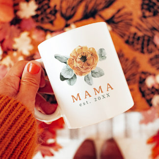 Taza De Café La Cute Boho Terracotta Floral Greenery Mama Est.