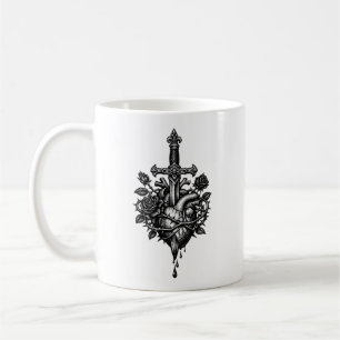 Taza De Café La daga de espinas - Grabado gótico de romance