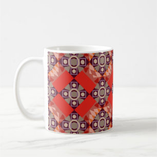 Taza De Café La decoración es marrón, beige y rojo. Borroider