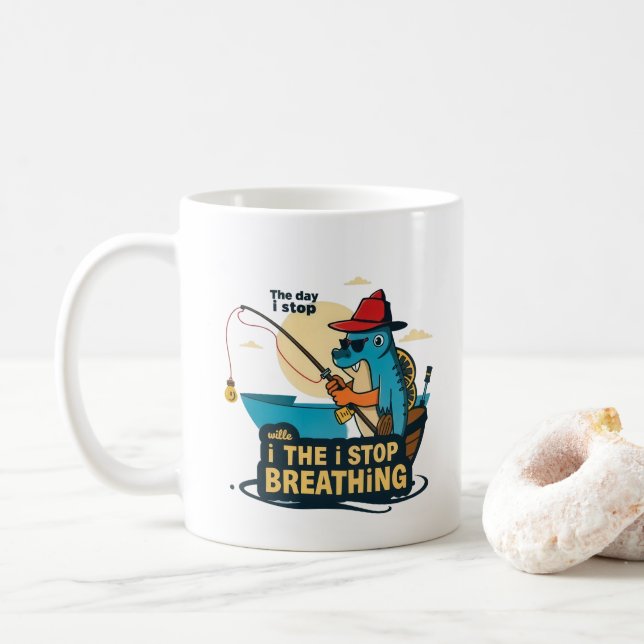 Taza De Café La determinación de un pescador (Con donut)