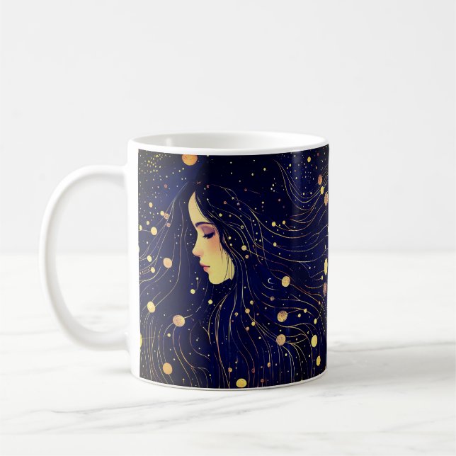 Taza De Café La diosa celestial Moon Stars Sky (Izquierda)