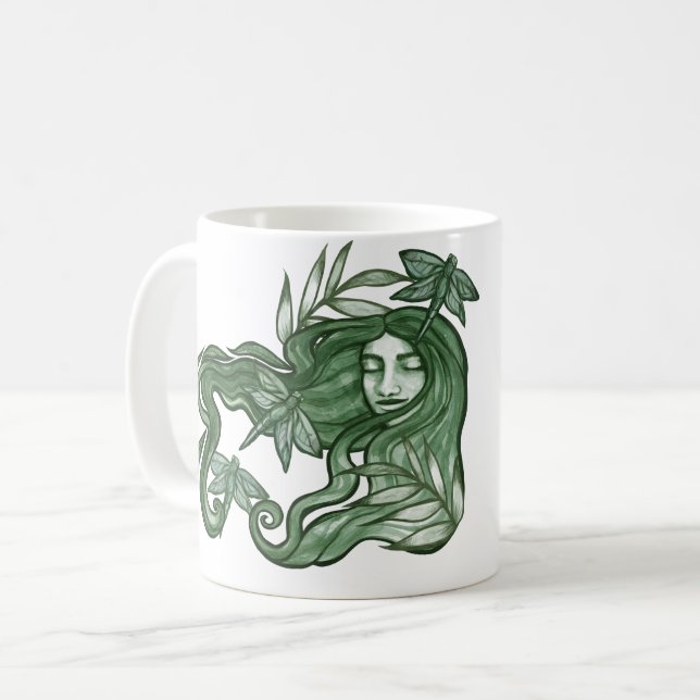 Taza De Café La diosa de la libélula verde (Anverso izquierdo)