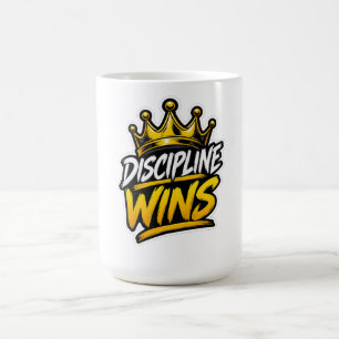 Taza De Café La disciplina gana corona Diseño de motivación par