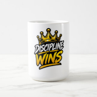 Taza De Café La disciplina gana corona Diseño de motivación par