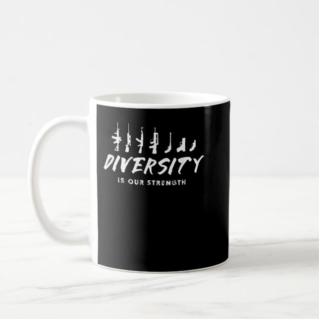 Taza De Café La diversidad es nuestra fuerza Divertida Dios arm (Izquierda)