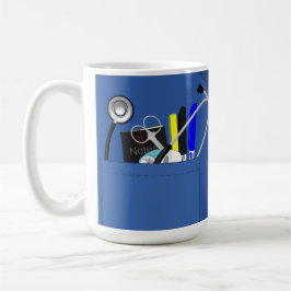 Taza De Café La enfermera personalizada friega en azul