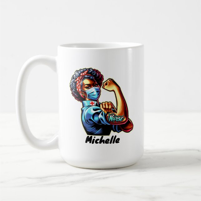 Taza De Café La enfermera Rosie the Riveter Mug (Izquierda)