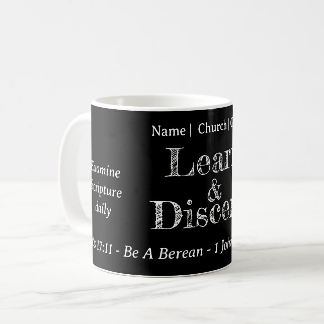 Taza De Café La escritura de búsqueda bereana personalizada en  (Anverso izquierdo)