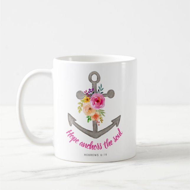Taza De Café La Esperanza Cristiana Ancla El Alma Verse (Izquierda)