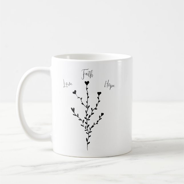 Taza De Café La esperanza de la fe del amor en blanco (Izquierda)