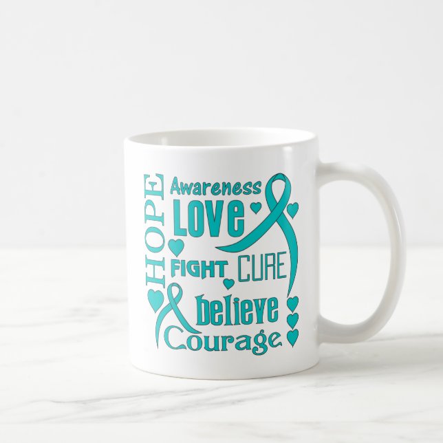 Taza De Café La esperanza del cáncer ovárico redacta el collage (Derecha)