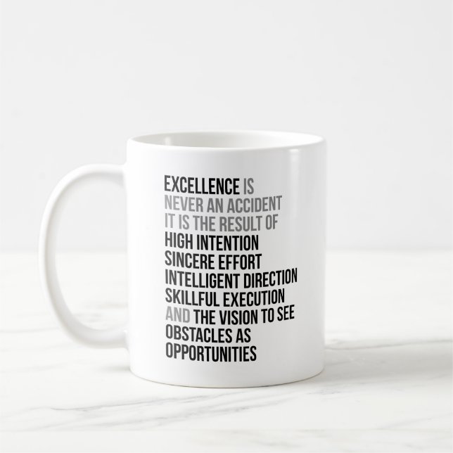 Taza De Café La excelencia nunca es un accidente (Izquierda)
