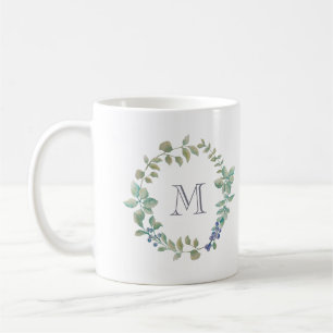 Taza De Café La exquisita vegetación   Wreath y Monograma de ac