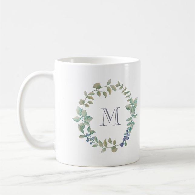 Taza De Café La exquisita vegetación | Wreath y Monograma de ac (Izquierda)