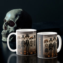 Taza De Café La familia de Skeleton feliz Halloween