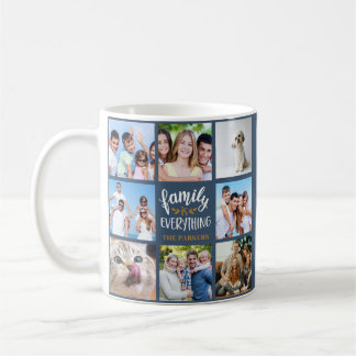 Taza De Café "La familia es todo" Collage de fotos personalizad