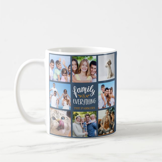 Taza De Café "La familia es todo" Collage de fotos personalizad (Izquierda)