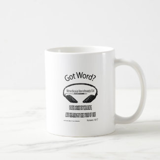 Taza De Café La fe viene oyendo el diseño (conseguido palabra?)