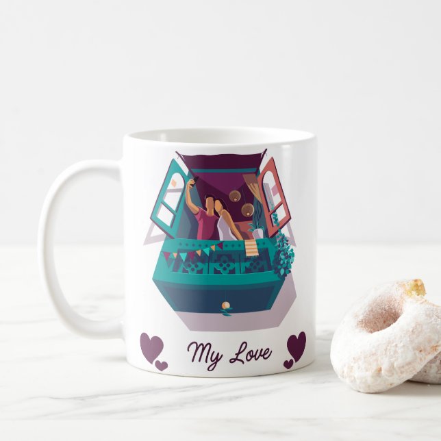 Taza De Café La felicidad en un cerdo (Con donut)