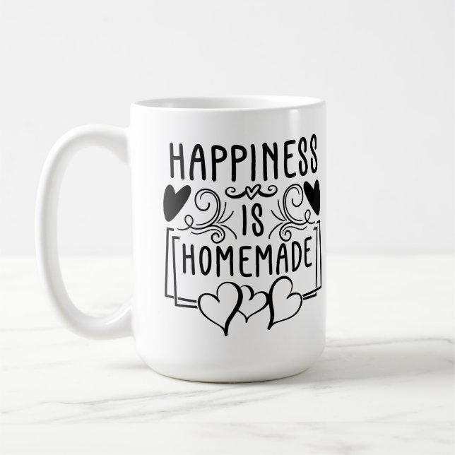 Taza De Café La Felicidad Es Diseño De Citas Rústicas Caseras (Izquierda)