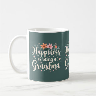Taza De Café La felicidad es ser una abuela Floral Cottagecore